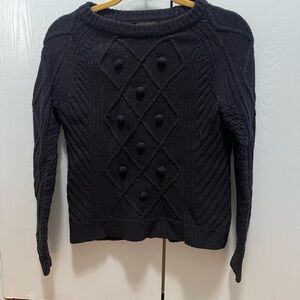 J. Crew Navy Pom Pom Wool Knit Sweater